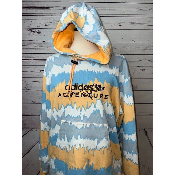 Adidas Originals Adventure Hoodie‎ Sweatshirt Medium Hazy GN2362 Gecko Mens - Picture 1 of 12